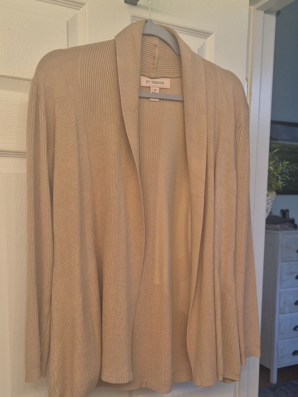 By Design Open-Front Shawl Collar Cardigan - Beige